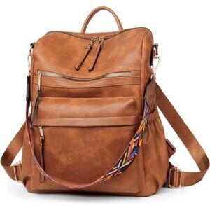 Womens Backpack Vegan Leather Fashion Camel